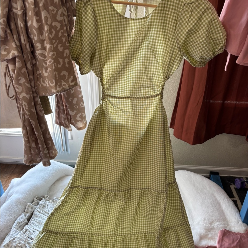 Gingham Puff Sleeve Dress